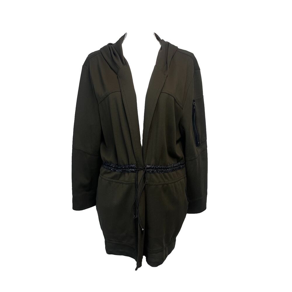 Lysse New York Hooded Jacket Coat size Extra Large Olive Green Stretch Pockets